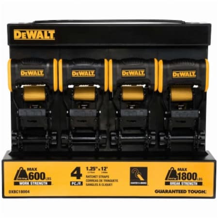 Bcs 1.25 in. x 12 ft. DeWalt Ratchet Strap, 4PK 113371